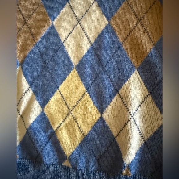 Women’s Brook Brothers Blue Argyle V-Neck Sweater - Picture 5 of 7